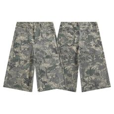 批发夏季新款美式复古高腰宽松阔腿短<b class='q'>裤</b>百搭垂感直筒七分<b class='q'>裤</b>牛仔<b class='q'>裤</b>男