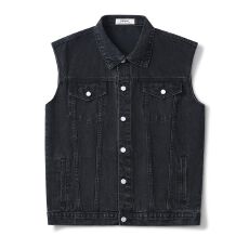 批发实拍2026年春季新款牛仔<b class='q'>马甲</b>男工装无袖t恤坎肩背心宽松韩版<b class='q'>马甲</b>