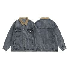 批发实拍2026春季新款蓝色美式复古牛仔外套男款痞帅牛仔衣