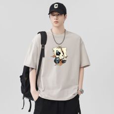 批发实拍2026夏季新款230克重磅洗水趣味印花宽松版型纯棉<b class='q'>T</b><b class='q'>恤</b><b class='q'>短袖</b>男