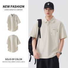 批发实拍2026夏季新款百搭简约<b class='q'>短袖</b>Polo衫男款纯色翻领弹力<b class='q'>T</b><b class='q'>恤</b>