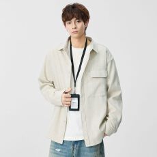 批发实拍2026新款休闲亚麻长袖<b class='q'>衬衫</b>男日系复古翻领宽松纯色<b class='q'>衬衣</b>外套