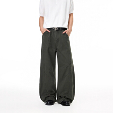 批发美式复古水洗弯刀休闲裤男女中性款直筒宽松工装潮牌阔腿拖地裤子