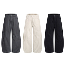 批发新款美式复古水洗弯刀休闲裤男女款直筒宽松工装潮牌阔腿拖地裤子