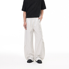 美式复古抗皱廓形伞兵裤男女宽松阔腿直筒休闲户外机能风运动长裤