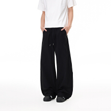 美式复古抗皱廓形伞兵裤男女中性款宽松阔腿直筒休闲户外运动长裤