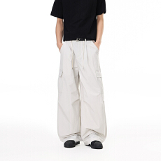 美式复古抗皱工装伞兵裤男女中性款宽松阔腿直筒休闲户外运动长裤