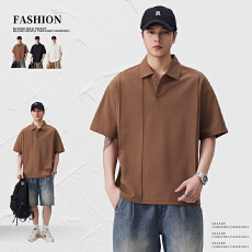 批发实拍2026夏季新款提花条纹针织POLO衫男士翻领宽松百搭短袖上衣