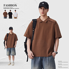 批发实拍2026夏季新款结构拼接短袖Polo衫男百搭宽松<b class='q'>潮</b>流翻领T恤上衣