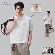 批发肌理感针织Polo衫男2026夏季新款简约复古老钱风短袖翻领上衣