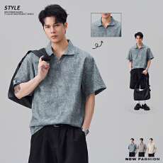 批发实拍2026夏季新款极简百搭开衫衬衫男潮流薄款凉感短袖男