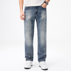 实拍2026春夏薄款宽松直筒破洞牛仔裤男九分裤长裤