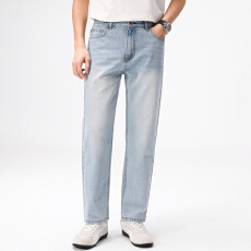 实拍2026夏季新款男士九分直筒牛仔裤宽松百搭简约裤子