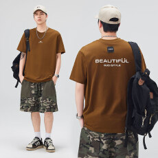 批发实拍2026夏季潮牌宽松圆领短袖T恤男潮流百搭印花半袖t恤