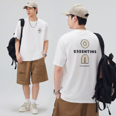 批发实拍2026夏季新款潮牌印花宽松圆领短袖T恤男