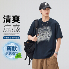 批发实拍2026夏季新款潮牌宽松圆领纯棉短袖T恤男