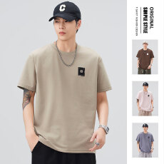 批发实拍2026夏季新款潮牌宽松圆领短袖T恤男百搭圆领半袖