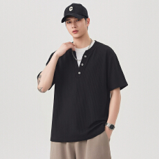 批发实拍2026夏季新款潮牌美式短袖t恤男假两件圆领半袖体恤