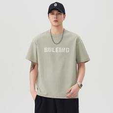 实拍2026夏季美式短袖t恤男宽松硅胶印花发泡工艺圆领半袖体恤