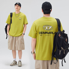 实拍2026夏季新款潮牌印花宽松圆领纯棉短袖T恤男百搭潮流上衣