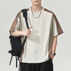 批发实拍2026夏季新款撞色速干凉感<b class='q'>T</b><b class='q'>恤</b>插肩拼接上衣半袖户外<b class='q'>运动</b>短袖