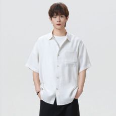 批发亚麻短袖衬衫男士2026夏季新款<b class='q'>日系</b><b class='q'>复古</b>百搭休闲五分袖衬衣外套潮