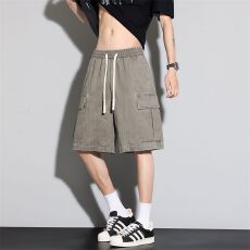 批发实拍2026夏季新款纯棉美式复古工装五分短裤男宽松直筒松百搭帅气