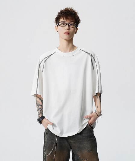 실사 2026 여름 새로운 조수 브랜드 반팔 티셔츠 남자 라운드 넥 다용도 트렌드 반팔 루즈핏 얼음 센스 면 티셔츠