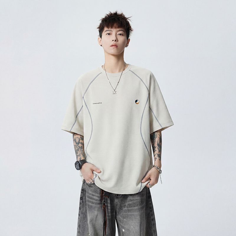 실사 여름 반팔 새로운 티셔츠 디 상 평직 기능 유형 일상 야외 스포츠 루즈핏 다용도 명시적 스티치 짧은 t