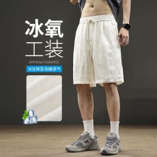 批发实拍夏季薄款莱赛尔<b class='q'>亚麻</b>短<b class='q'>裤</b>男士新款舒适直筒纹理感五分短<b class='q'>裤</b>
