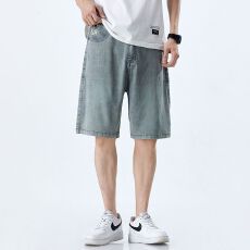 批发实拍<b class='q'>夏</b>季新款莱塞尔天丝薄款冰感柔软顺滑透气牛仔五分裤男