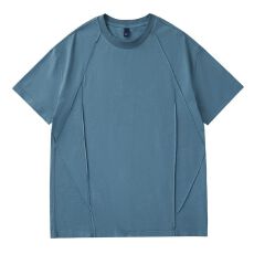 批发实拍美式复古潮牌纯棉重磅水洗短袖t恤男夏季宽松圆领结构设计款