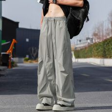 批发实拍秋季休闲<b class='q'>裤</b>男薄款伞兵直筒百搭运动休闲通勤阔腿<b class='q'>裤</b><b class='q'>男</b>