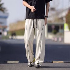 实拍2026秋冬新款休闲长裤重磅丝绒桑蚕丝小弯刀宽松运动针织裤