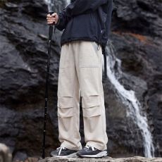 实拍秋冬新款休闲裤男户外工装防水不起球抗静电宽松日系运动长裤