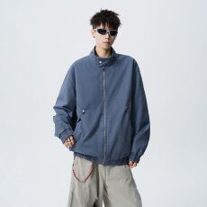 批发实拍2026秋冬新款美式纯棉复古<b class='q'>夹克</b>立领工装简约宽松通勤上衣外套