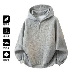 批发实拍秋冬新款美式连帽套头半拉链卫衣男女<b class='q'>休闲</b>针织慵懒感百搭衣服