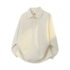 批发实拍纹理感提花半纽扣翻领<b class='q'>卫衣</b><b class='q'>男士</b>秋季新款美式重磅纯色百搭上衣
