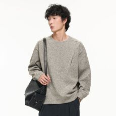 批发实拍<b class='q'>秋</b>冬新款圆领套头卫衣男士宽松长袖潮流百搭拉链设计上衣
