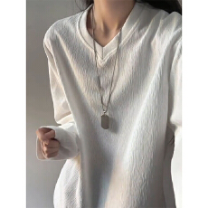 批发官图230克原版长袖<b class='q'>t</b><b class='q'>恤</b>打底衫男女薄款潮秋季提花中长宽松V领上衣