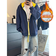 批发官图卫衣秋冬加绒卫衣纯色新款拉链开衫<b class='q'>外套</b>宽松连帽保暖上衣<b class='q'>女装</b>