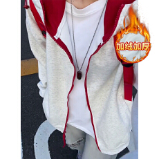 批发官图卫衣秋冬加绒卫衣纯色新款拉链开衫<b class='q'>外套</b>宽松连帽保暖上衣<b class='q'>女装</b>