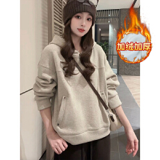 批发官图糯米绒复合真超460克加绒卫衣秋冬新款宽松连帽保暖上衣