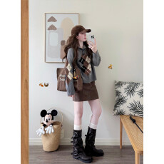 批发官图绵羊绒毛衣女<b class='q'>秋</b>冬潮宽松学院风菱格POLO领保暖针织衫上衣