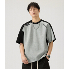 批发官图珠地空气层220克短袖<b class='q'>t</b><b class='q'>恤</b>女夏季新款插色中长宽松圆领上衣