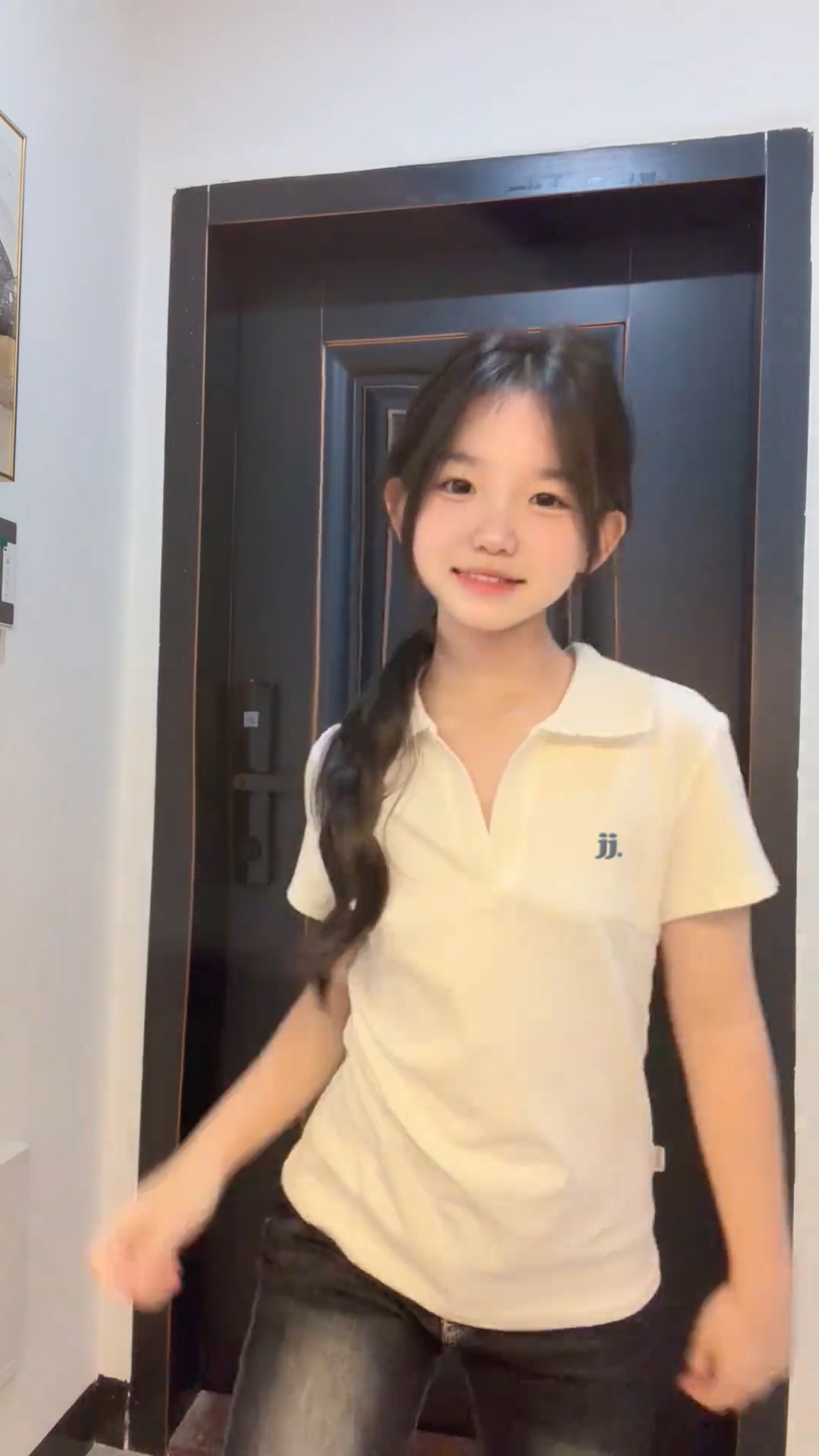 경관 그림 1 1 순면 리브 210 그램 반팔 티셔츠 여성 의류 여름 새로운 한 부서 자수 POLO 칼라 맨위