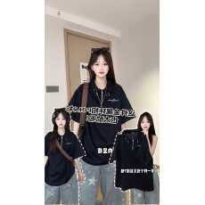 批发官图短袖<b class='q'>t</b><b class='q'>恤</b>潮牌<b class='q'>男</b>女情侣装夏季中长宽松拉链刺绣POLO领上衣