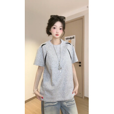 批发官图曼巴棉短袖t恤男女情侣装夏新款设计感插色宽松圆领上衣