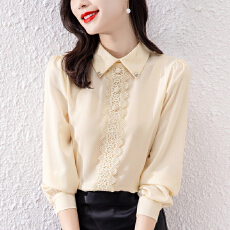 批发2025秋季<b class='q'>娃娃领</b>长袖雪纺衬衫女上衣洋气小衫设计感小众