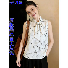 批发松弛感侧边蝴蝶结系带无袖上衣女2026夏季新款线条印花小众小衫潮
